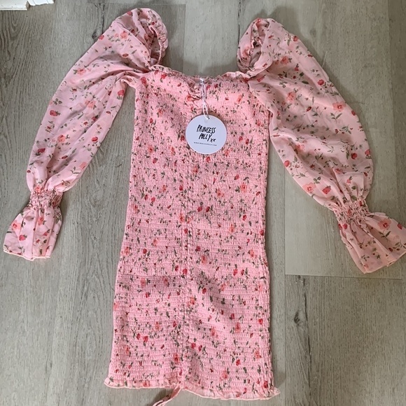 PRINCESS POLLY Wildflowers Pink Floral Ruched Mini Dress NWT - Picture 9 of 14